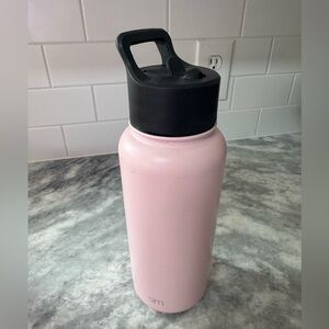 Pink Water Bottle with Black Lid